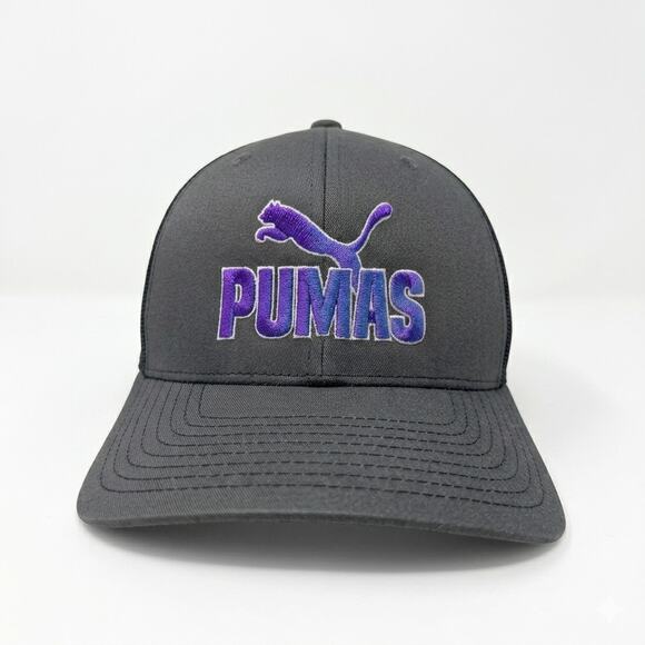 Richardson Other - Richardson 112 PUMAS Hat Gray Purple Mesh Back Snapback Trucker Cap - Excellent